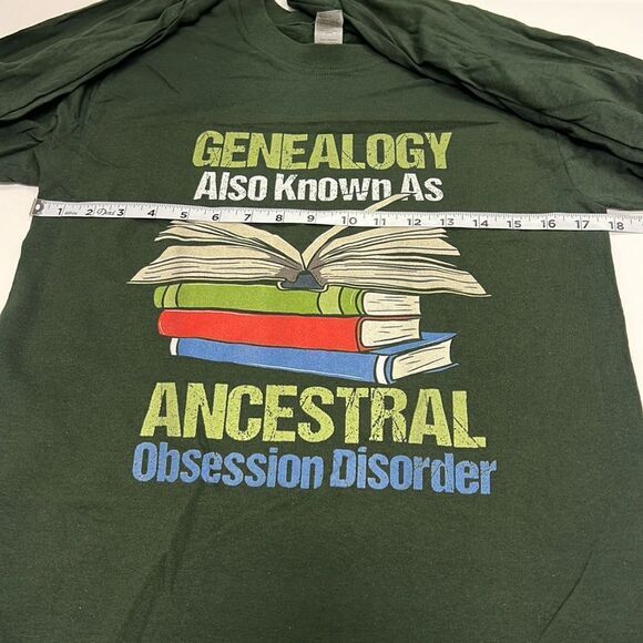 Genealogy. Also Known as Ancestral Obsession Disorder Green Long Sleeve Small - Picture 6 of 7